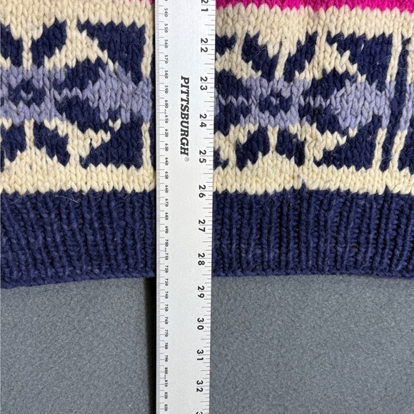 Carabuela VTG 90s 100% Wool Fair Isle Sweater Snowflake Chunky Knit Med / Lar - Picture 9 of 10